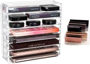 FAJ Lipgloss Organizer, Acrylic Makeup Holder for Vanity, Drawer Storage, Cosmetics Pallets Countertop Clear Storage (27 spaces)