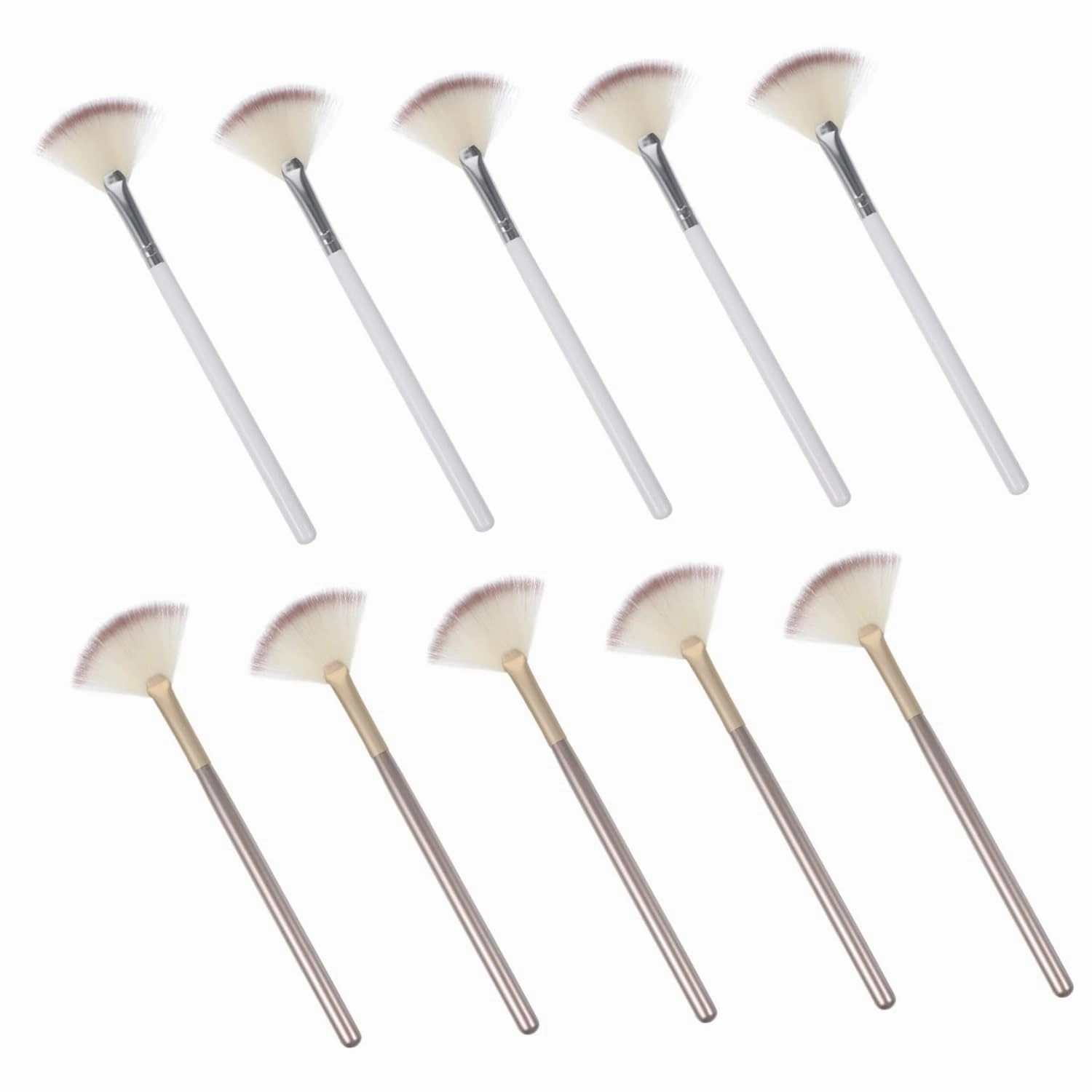 Fan Makeup Brush Set 10pcs Soft Facial for Highlighter Blush Clay Mask Esthetician Supplies