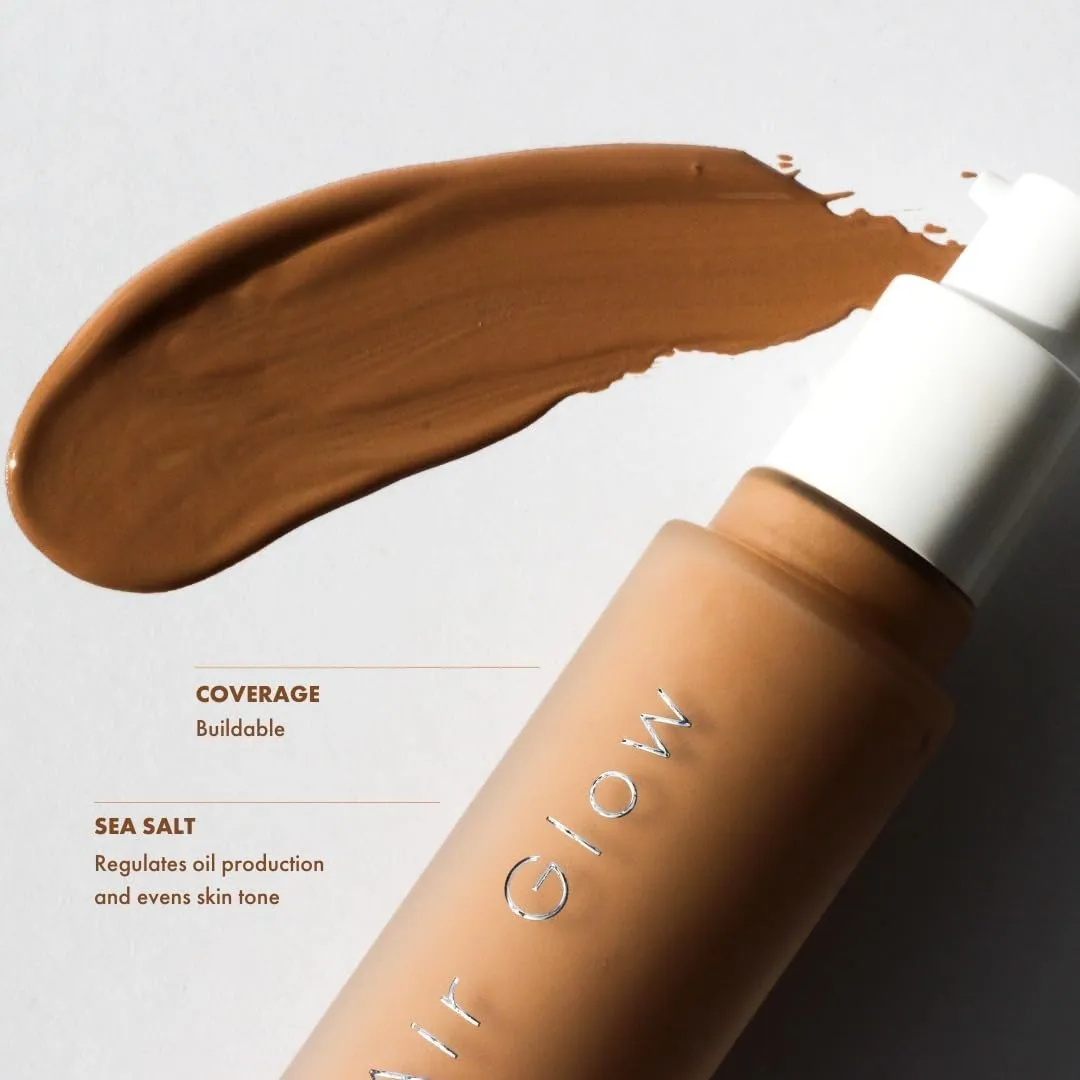Farmasi Air Glow Foundation, Deeply hydrating and Lightweight Skincare Effects, Sea-Water formula, Natural-looking Skin Hydrated Softer and Smooter, Buildable Hylauronic Coverage 1 Fl Oz / 30 ML - C02