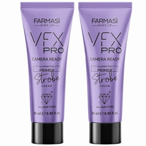 Farmasi 2-Pack Strobe VFX PRO Camera Ready Cream - Strobing Highlighter Illuminating Radiance Enhancing Makeup Base Sheer Glow Skin Perfecting Light Reflecting Daily Use Professional Finish, Clear