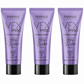 Farmasi 3-Pack Strobe VFX PRO Camera Ready Cream - Strobing Highlighter Illuminating Radiance Enhancing Makeup Base Sheer Glow Skin Perfecting Light Reflecting Daily Use Professional Finish