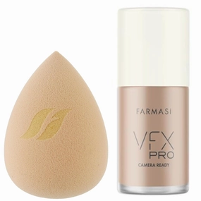 Farmasi VFX Pro Foundation Camera Ready C10, 30ml/1.01flOz & Makeup Sponge - Full Coverage, Color Correcting, Smooth Finish, Matte Finish, Long-Lasting, Pore Minimizing, Skin Hydration