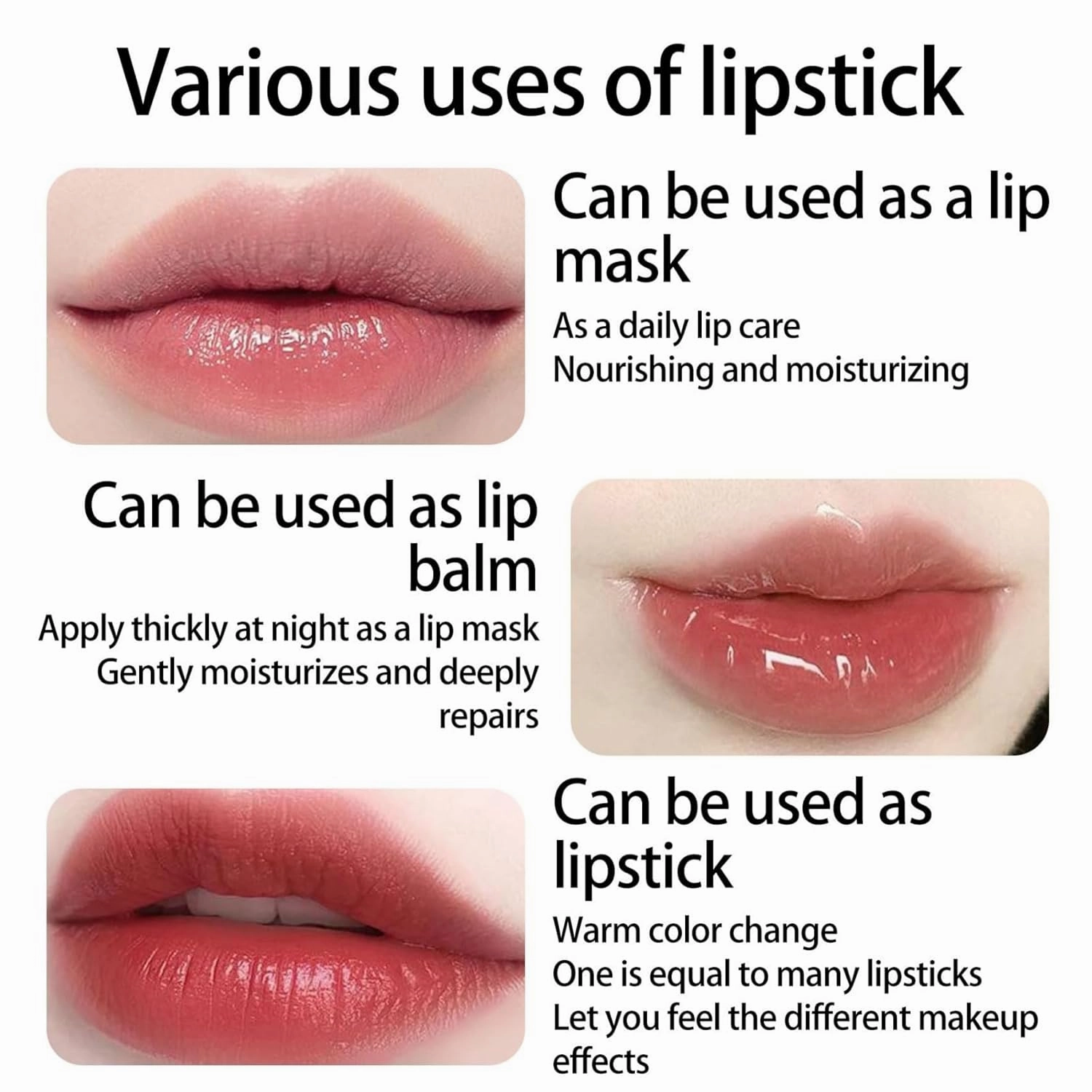 Filgaentrme Lipstick, Gold Crystal Color Changing Lipstick, Women Long Lasting Warm Change Waterproof Moisturizing Glossy Shine Lip, Deep Nourishment
