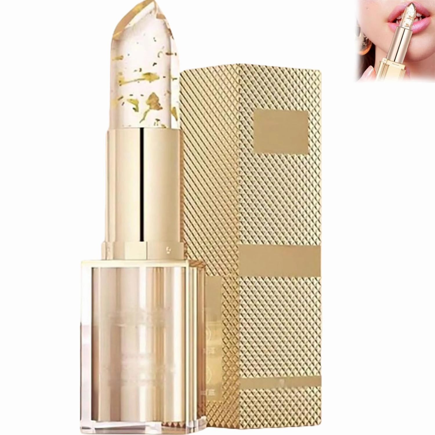 Filgaentrme Lipstick, Gold Crystal Color Changing Lipstick, Women Long Lasting Warm Change Waterproof Moisturizing Glossy Shine Lip, Deep Nourishment