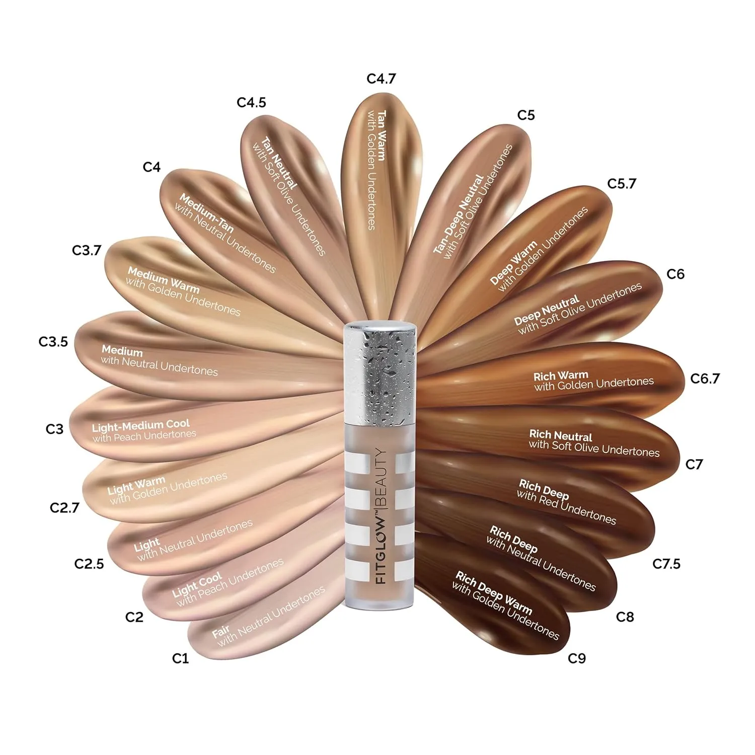 Fitglow Beauty - Natural Conceal  Full Coverage Concealer | Vegan, Woman-Owned Clean Beauty (C3.5 - Medium, Neutral Undertones)