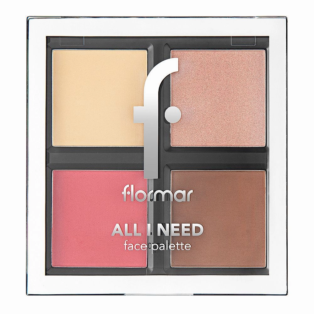 Flormar All Need Face Palette - Face Powder, Blush, Highlighter & Contour (3.4 Each), 4-in-1 Pack