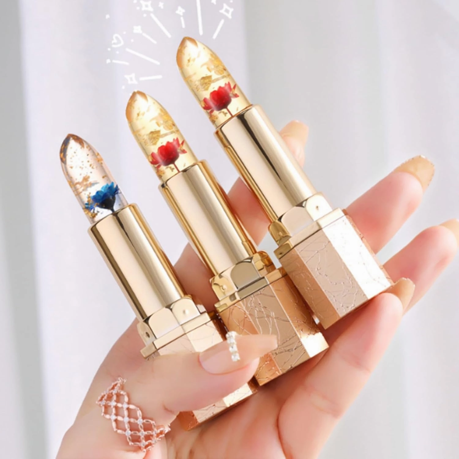 Flower Thermostatic Color Changing Jkelly Lipstick, Transferproof Color Changing Lipstick, Moisturizing Glossy Shine Lip Gloss, Hydrating & Natural Sheer Finish (A-1)