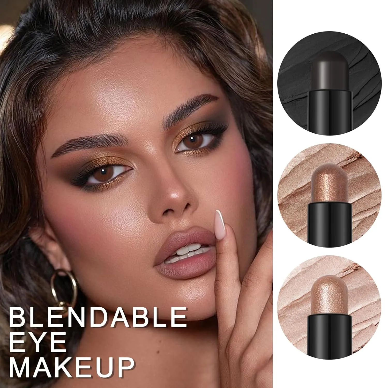 FOCALLURE 3 Pcs Cream Eyeshadow Stick,Shimmer Eyeshadow Pencil Crayon,High Pigmented Crease-proof Eye Shadow Brightener Stick Sets,Long Lasting Waterproof Eye Shadow Highlighter Stick Makeup,Coral Sea