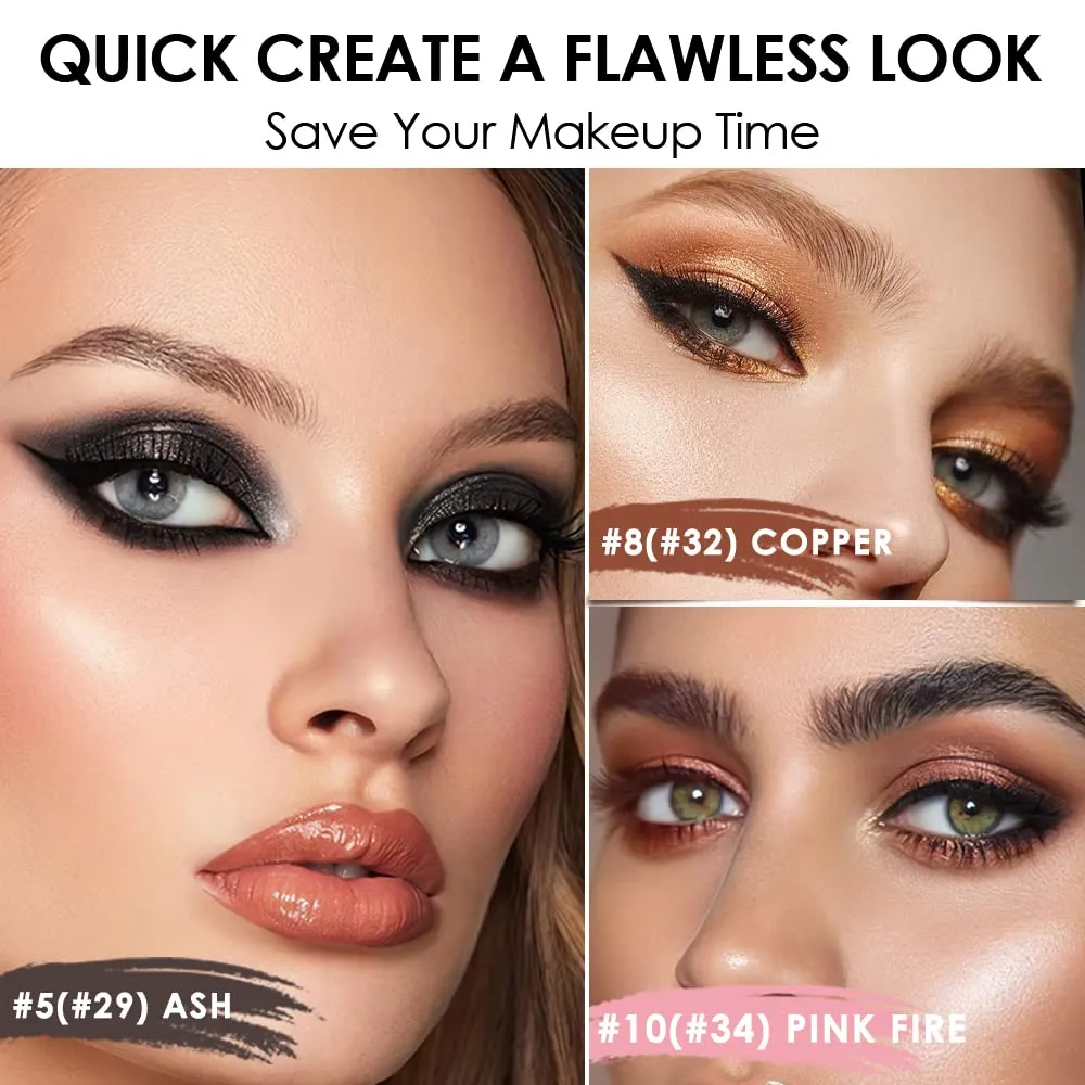 FOCALLURE 3 Pcs Cream Eyeshadow Stick,Shimmer Eyeshadow Pencil Crayon,High Pigmented Crease-proof Eye Shadow Brightener Stick Sets,Long Lasting Waterproof Eye Shadow Highlighter Stick Makeup,Coral Sea