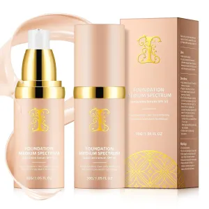 Foundation 4 in 1 - Medium Spectrum with SPF 50 , Anti-Aging, Concealer, Sun Protection, Hydrating Color Changing Foundation Makeup Liquid - Longwearing & Waterproof for Sport, Dancing (2PC, SPF50)