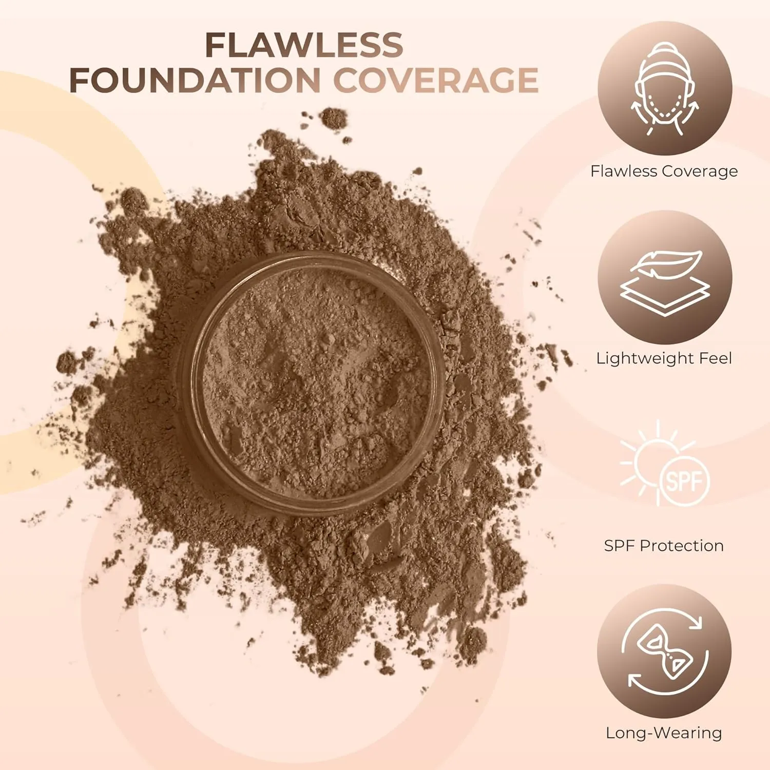 FOUNDATION & CONCEALER DUO (EBONY & DARK CONCEALER) Mineral Makeup Kit Full Size Set Matte Bare Face Sheer Powder Cover