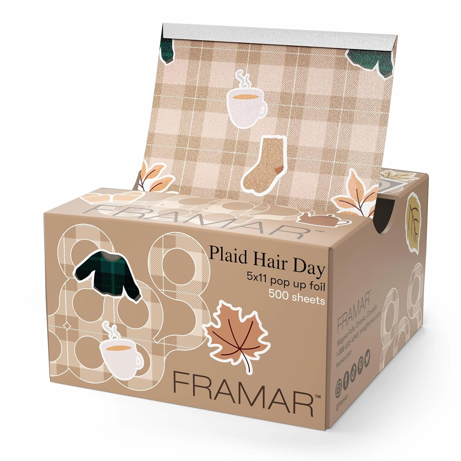 Framar Plaid Hair Foils For Highlighting - Pop Up Hair Foil For Hair Highlighting, Highlight Foils For Hair, Aluminum Foil Sheets, Salon Foils For Hair Stylist, Non Slip 500 Pop Up Foil Sheets