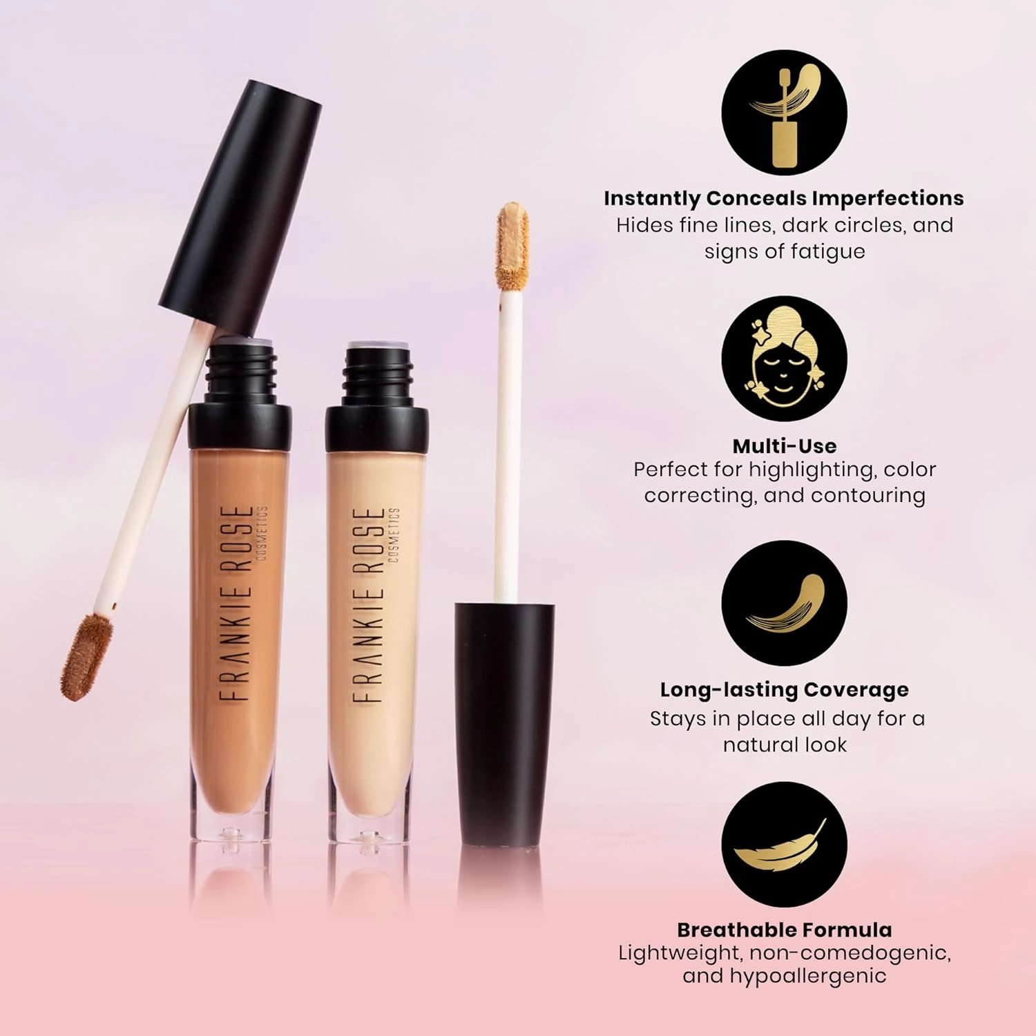 Frankie Rose Cosmetics Our Lil' Secret Concealer Sweat-Proof & Matte Under Eye Concealer, Long Lasting Full Coverage For Fine Lines, Dark Circles & Hide Imperfections - Toffee