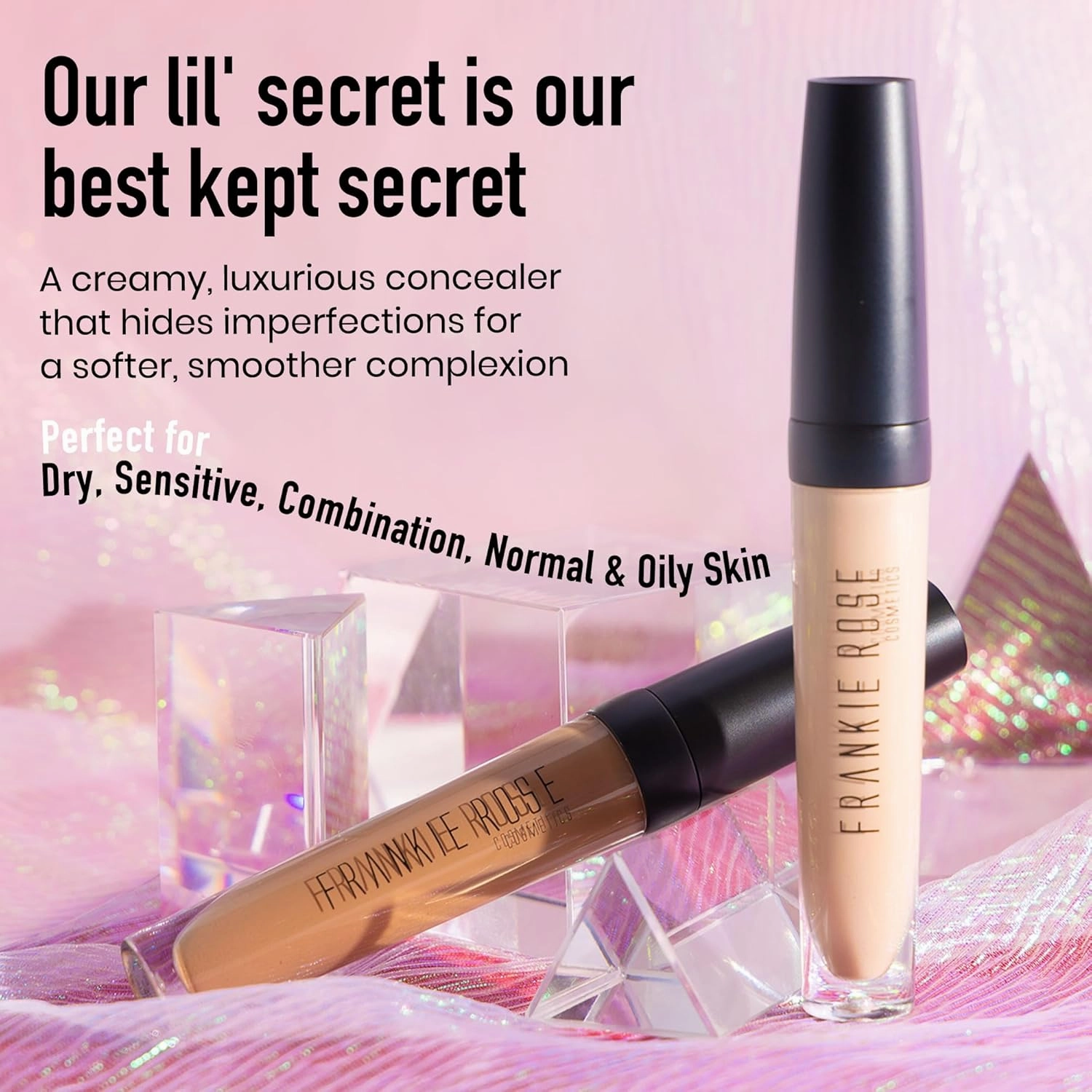 Frankie Rose Cosmetics Our Lil' Secret Concealer Sweat-Proof & Matte Under Eye Concealer, Long Lasting Full Coverage For Fine Lines, Dark Circles & Hide Imperfections - Toffee