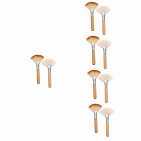 FRCOLOR 5sets Fan Makeup Brush Set Case Nylon Hair Soft Denser Silkier No Shedding Facials Highlighter Brush Makeup Tools Women Girls Ladies Foundation Blush Powder 2pcs*5