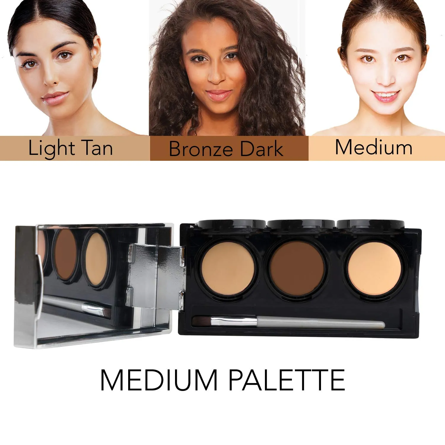 Full Coverage Concealer Palette, Waterproof Concealer Cream, 3 Colors   Brush, by Dermaflage