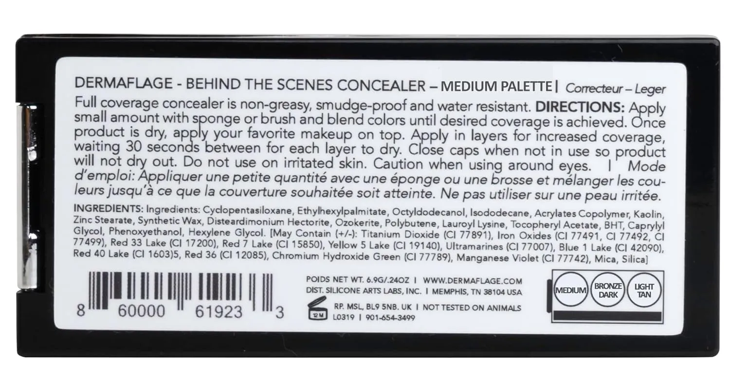 Full Coverage Concealer Palette, Waterproof Concealer Cream, 3 Colors   Brush, by Dermaflage