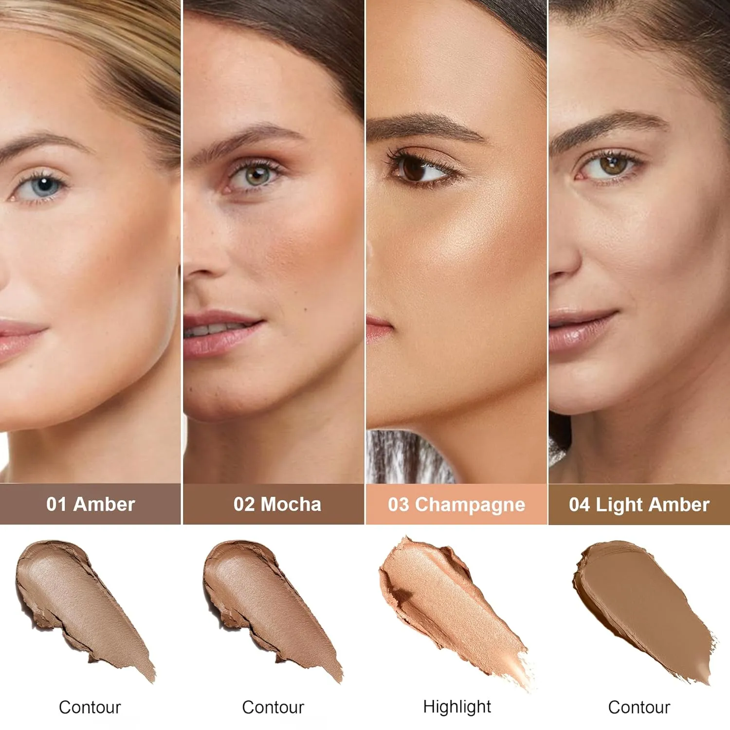 FV 2PCS Contour Stick, Highly Pigmented & Blendable Contour and Highlighter Stick, Long Lasting & Creamy Texture, Waterproof Contour Set for Face Shaping Makeup, 03&04