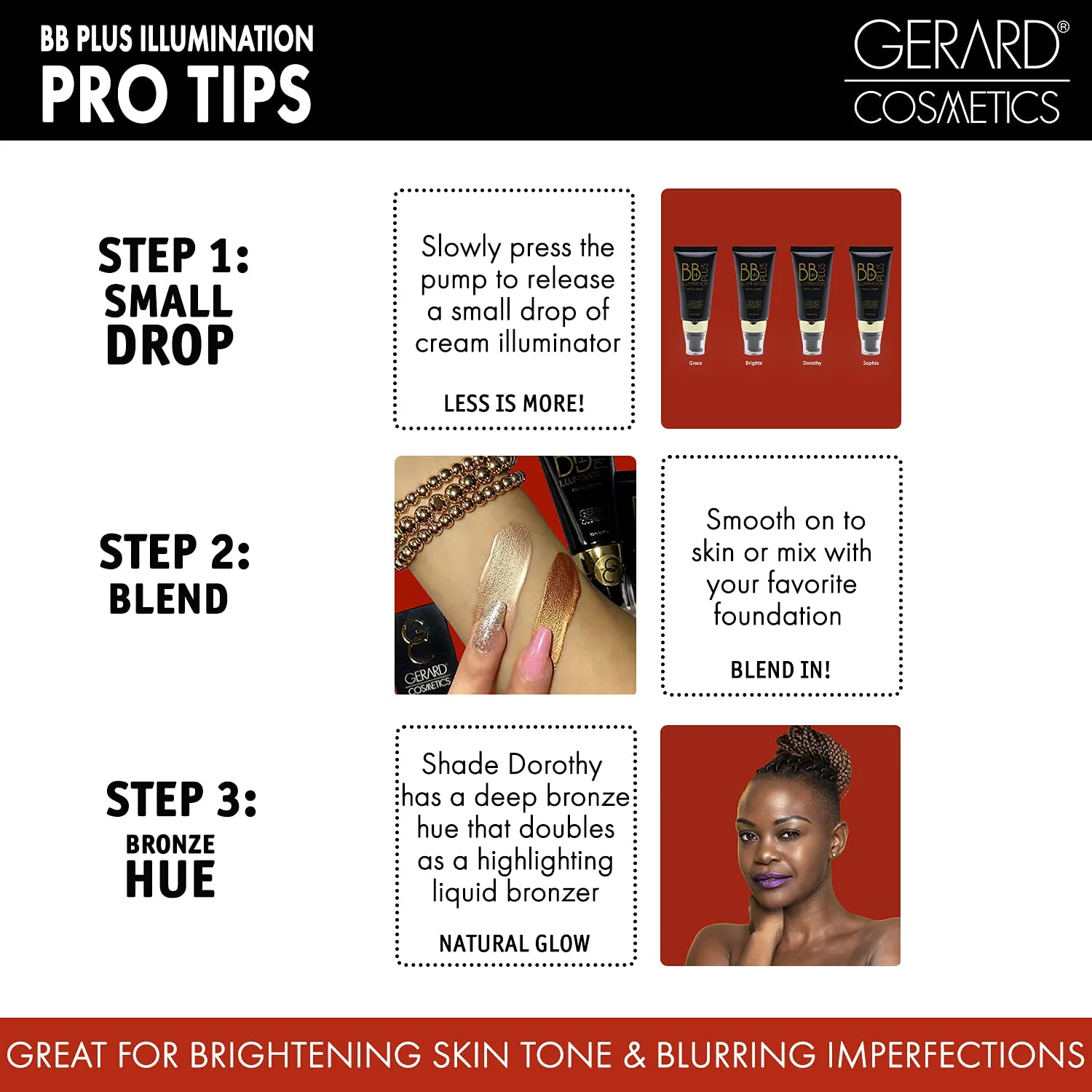 Gerard Cosmetics BB Plus Illumination Cream, Skin Perfecting Liquid Highlighter BB Cream for a Natural Radiant Glow, Multi Use Illuminizer Makeup, Dorothy