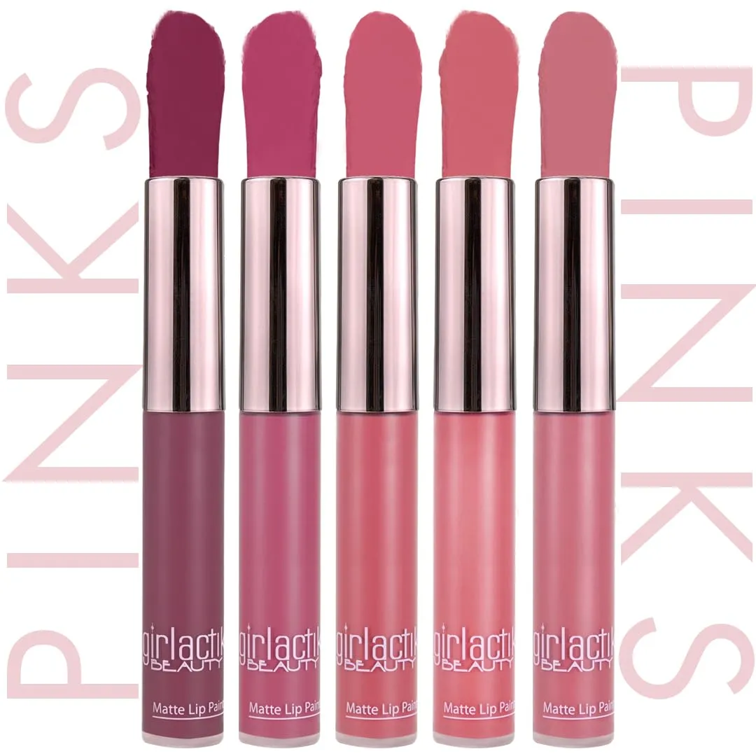 Girlactik Long Lasting Matte Lip Paint Liquid Lipstick in Allure- Long wearing, Smooth Application, Pigmented, Non-Crack Formula, Lightweight, 7.5 ml / .25 oz, (Starlet)