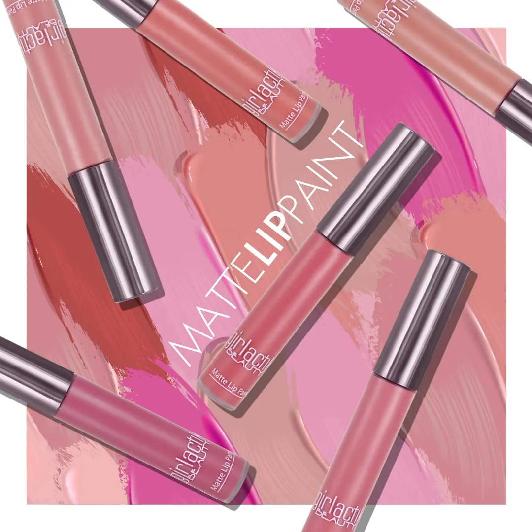 Girlactik Long Lasting Matte Lip Paint Liquid Lipstick in Allure- Long wearing, Smooth Application, Pigmented, Non-Crack Formula, Lightweight, 7.5 ml / .25 oz, (Starlet)