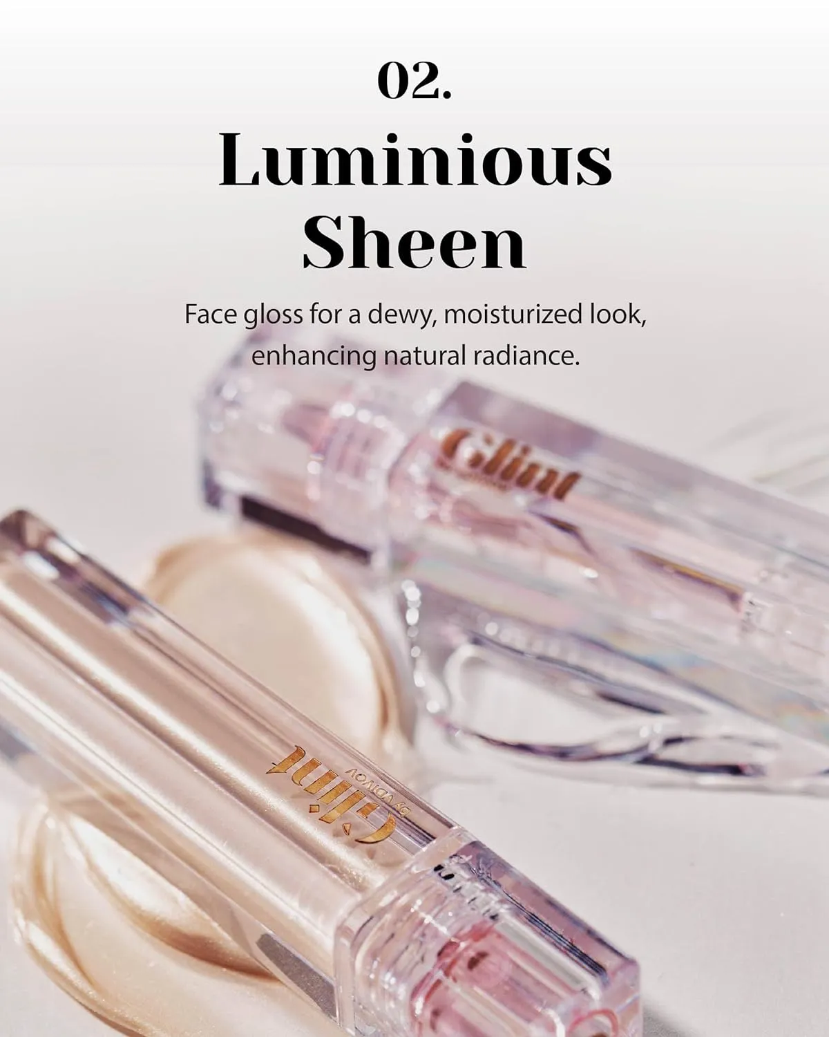 Glint Liquid Gel Highlighter (Dewy Moon, 0.1oz) - Multi-Use Face & Body Gloss for Smooth Glow, Long-Lasting Illuminator Balm for Healthy Radiance. Korean Makeup. Eyes, Cheeks