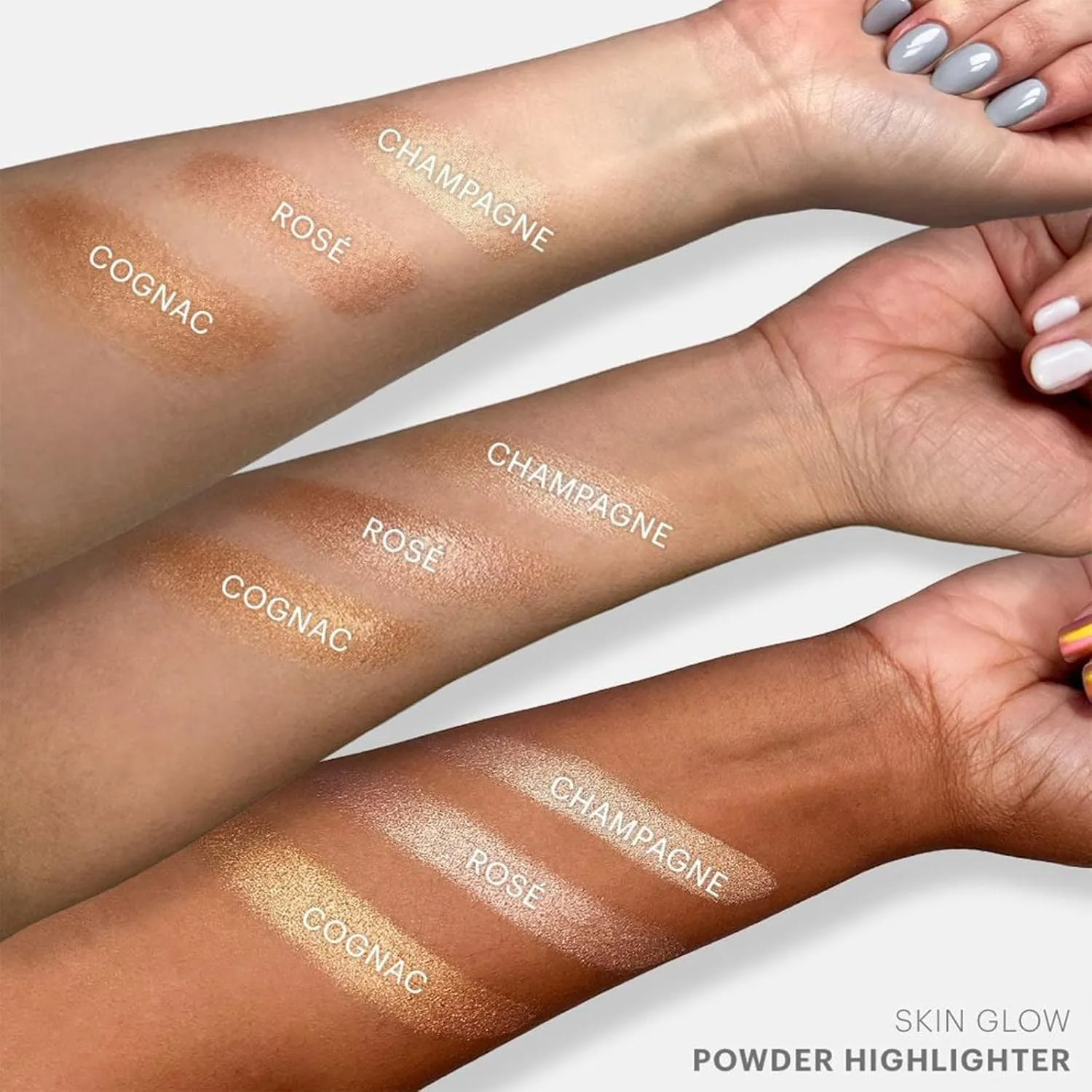 Glo Skin Beauty Skin Glow Powder Highlighter | Clean Mineral Cheek Highlighter | 3 Shimmery Shades, Cognac