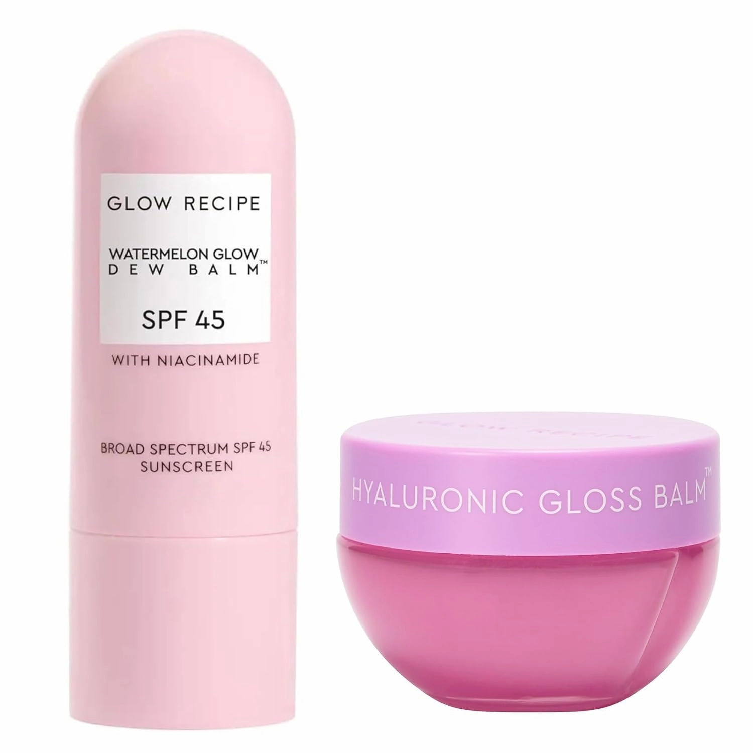 Glow Recipe Protect & Plump Duo - SPF Dew Balm Sunscreen Stick (0.58 oz) - Plum Plump Hylauronic Acid Gloss Lip Balm (15 ml) - Protect Skin from UVA Rays & Dark Spots   Soothe & Moisturize Dry Lips