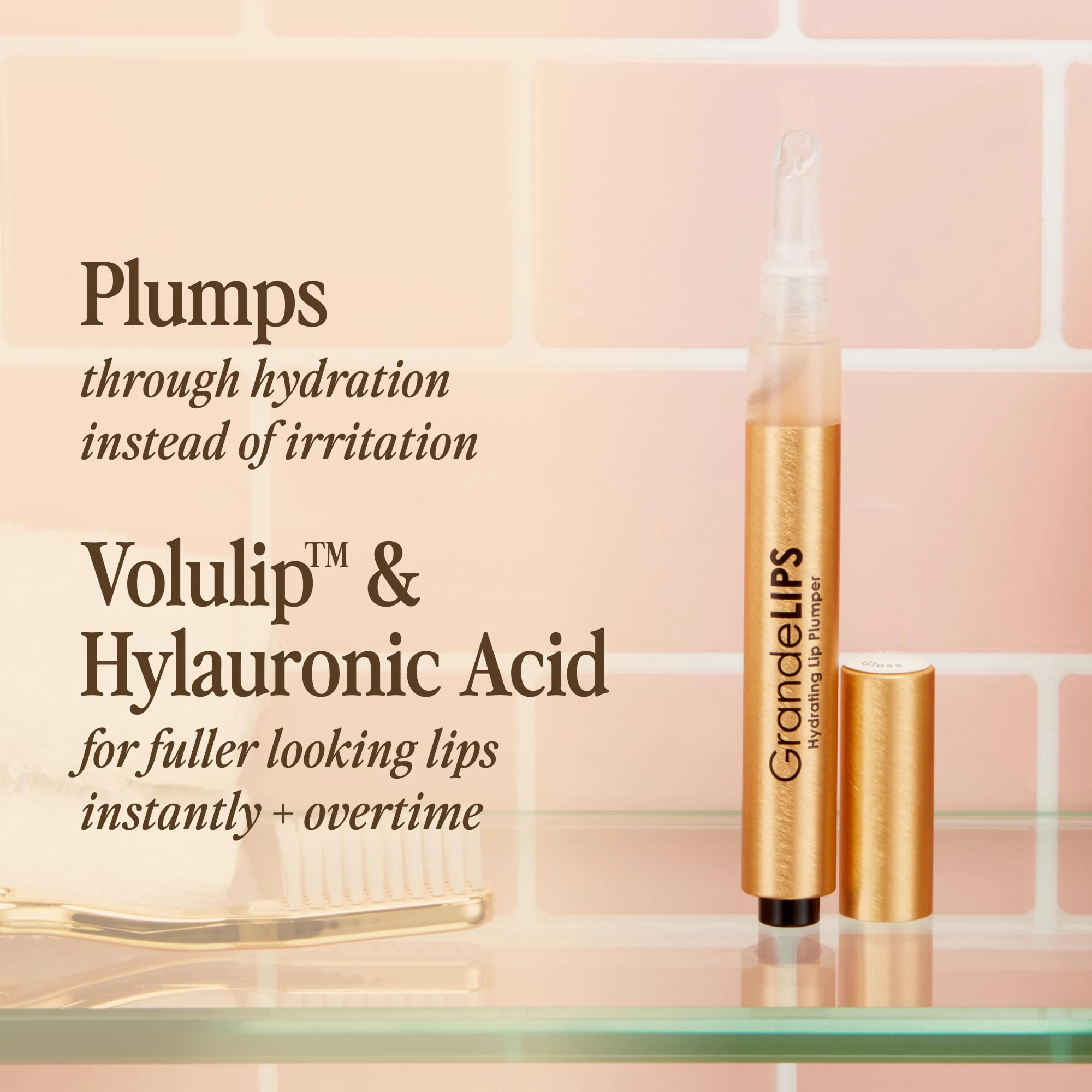 Grande Cosmetics GrandeLIP Plumper Hydrating Lip Plumper, Gloss Finish, Toasted Apricot, 0.08 Fl Oz