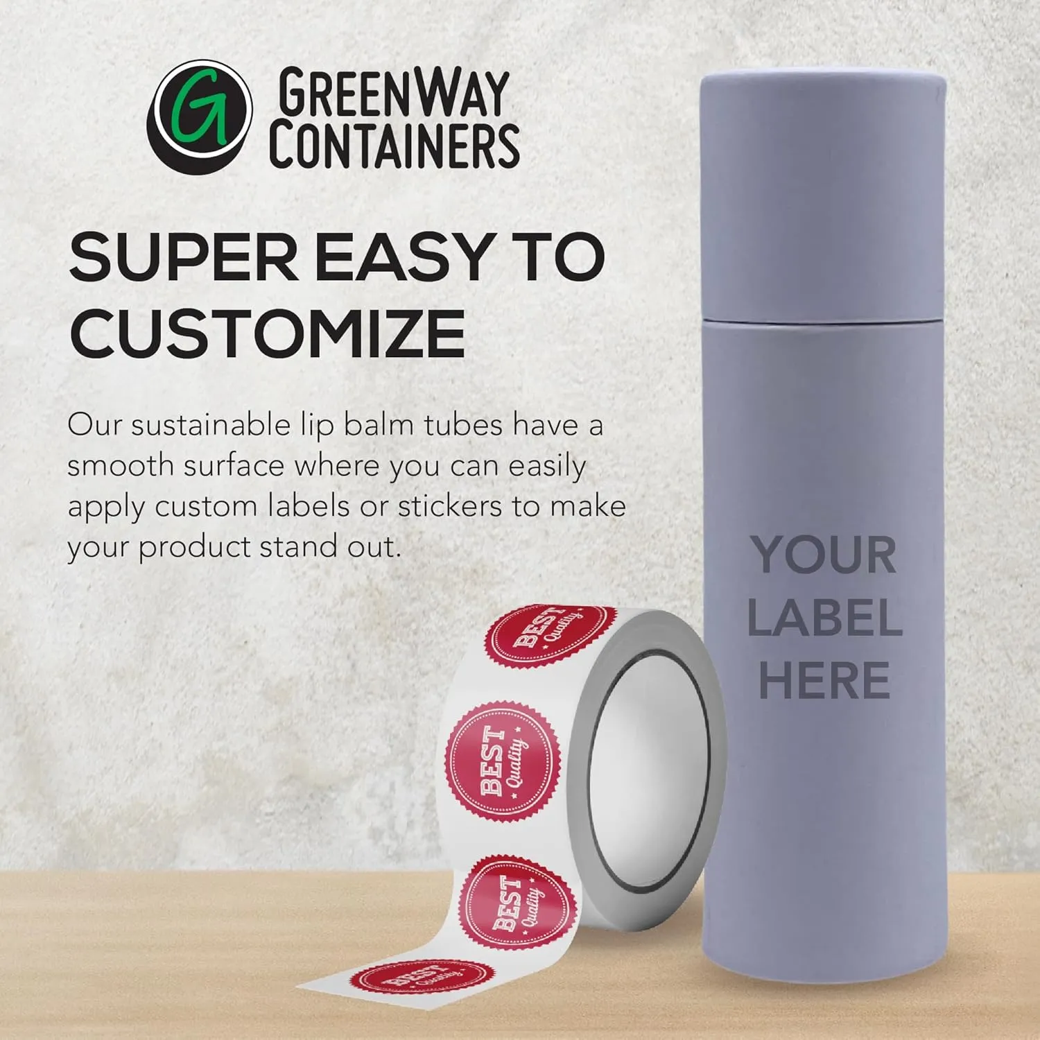 GreenWay 0.3oz / 8.5g Kraft Paperboard Lip Balm Tubes with Lids - 25 Pack Lip Gloss Tubes Refillable DIY Cosmetic Containers - Lip Balm Containers Chapstick Empty Holder - White