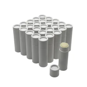 GreenWay 0.3oz / 8.5g Kraft Paperboard Lip Balm Tubes with Lids - 25 Pack Lip Gloss Tubes Refillable DIY Cosmetic Containers - Lip Balm Containers Chapstick Empty Holder - White