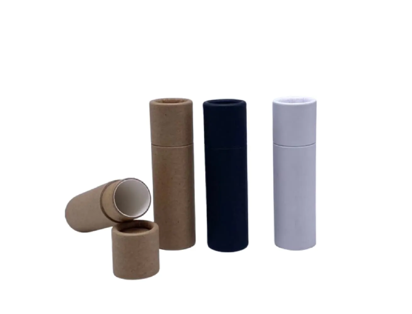 GreenWay 0.3oz / 8.5g Kraft Paperboard Lip Balm Tubes with Lids - 25 Pack Lip Gloss Tubes Refillable DIY Cosmetic Containers - Lip Balm Containers Chapstick Empty Holder - White