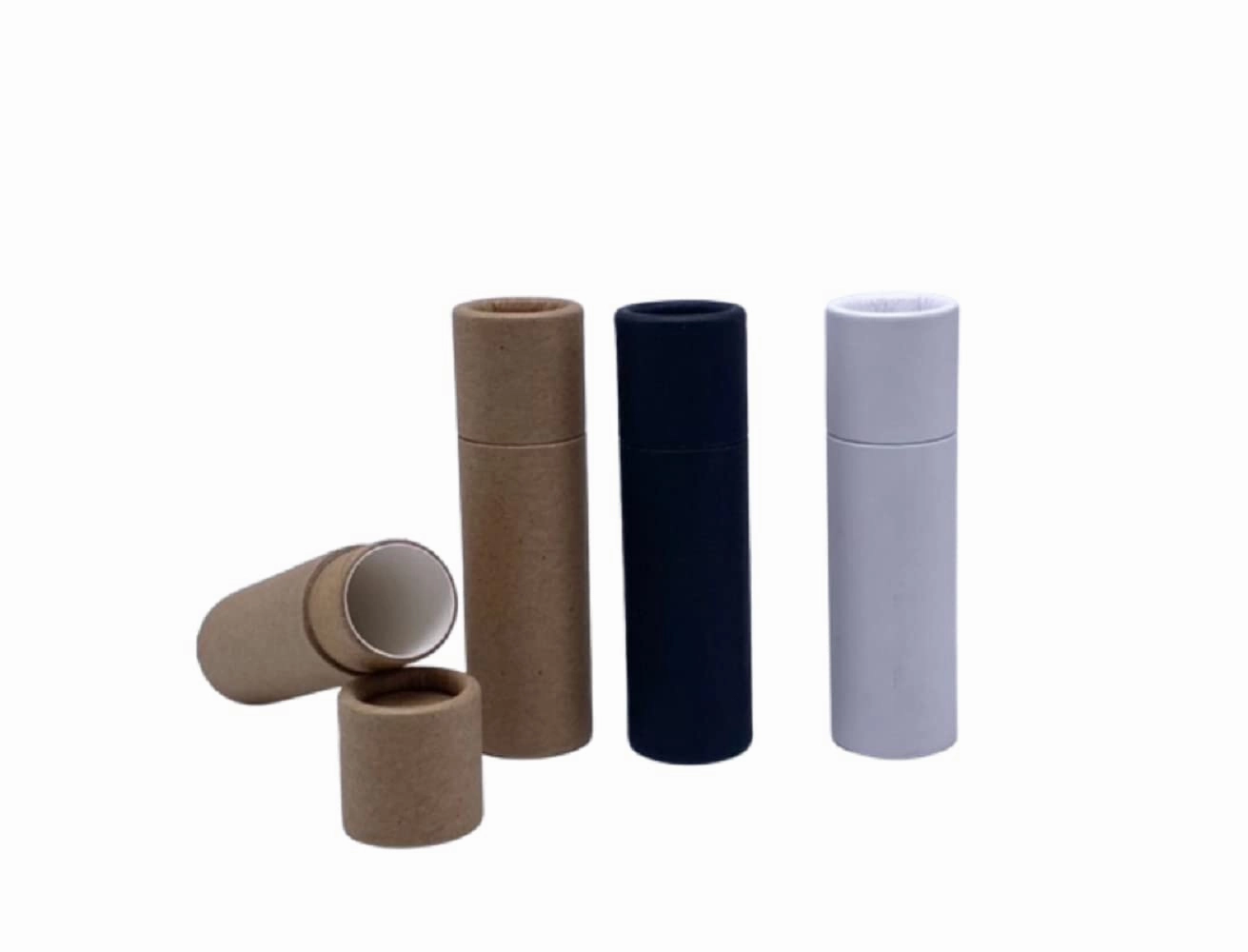GreenWay 0.3oz / 8.5g Kraft Paperboard Lip Balm Tubes with Lids - 25 Pack Lip Gloss Tubes Refillable DIY Cosmetic Containers - Lip Balm Containers Chapstick Empty Holder - Black
