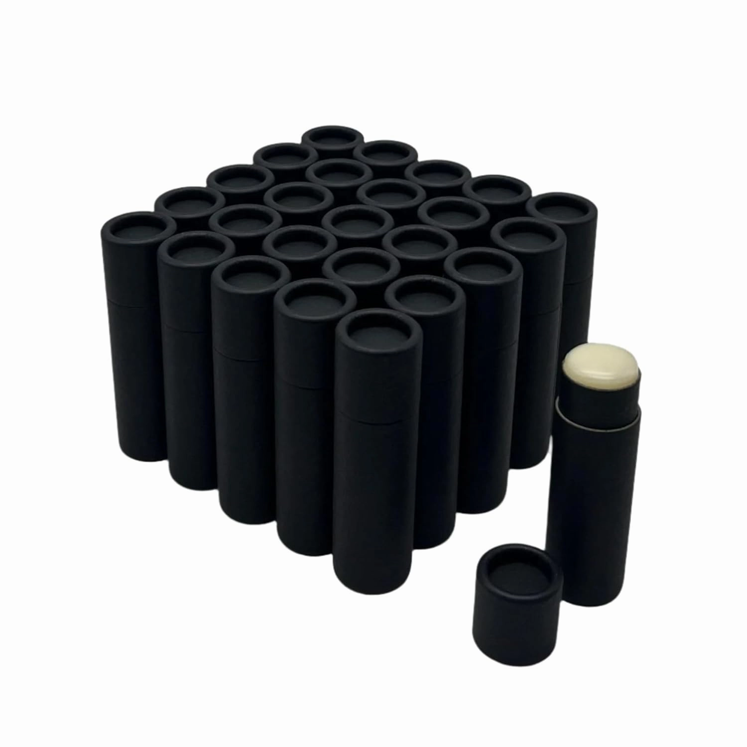 GreenWay 0.3oz / 8.5g Kraft Paperboard Lip Balm Tubes with Lids - 25 Pack Lip Gloss Tubes Refillable DIY Cosmetic Containers - Lip Balm Containers Chapstick Empty Holder - Black