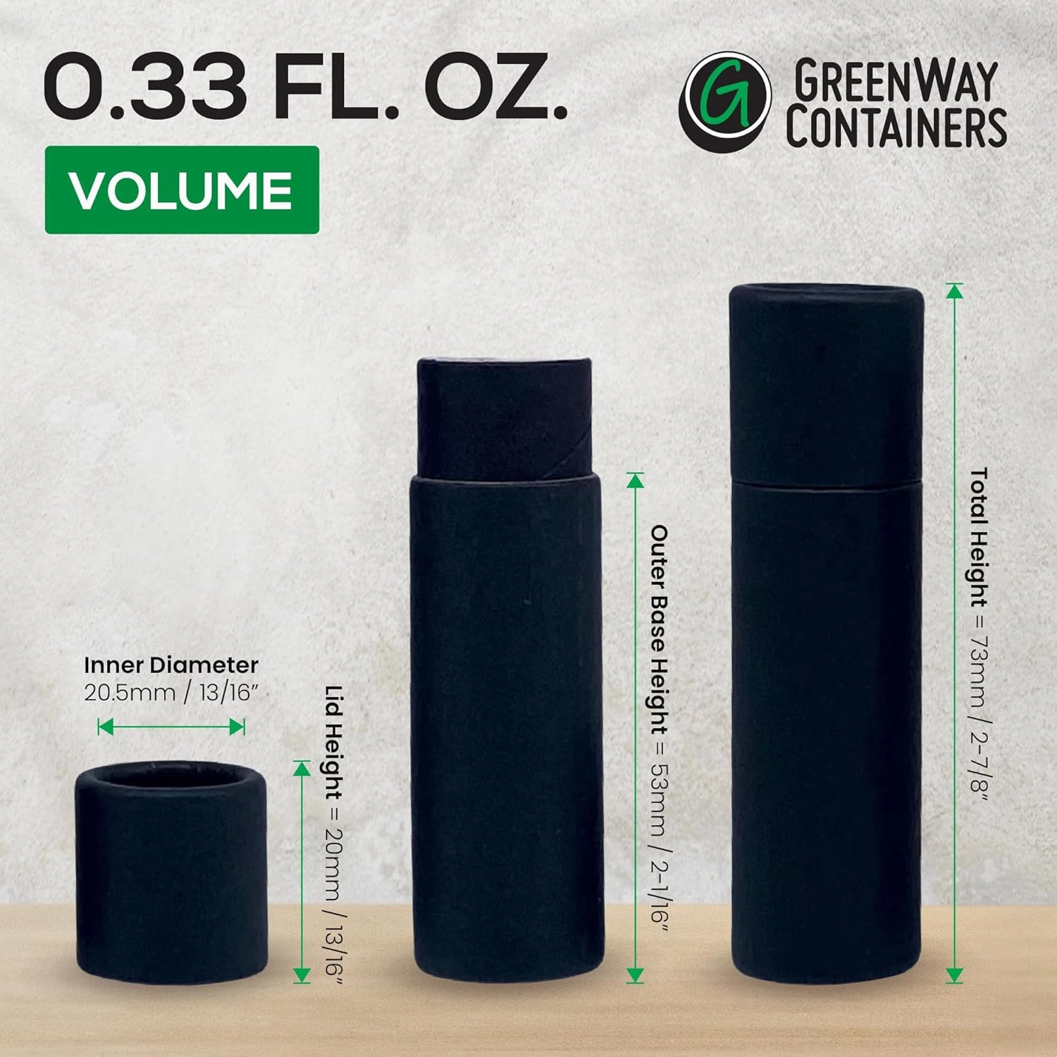 GreenWay 0.3oz / 8.5g Kraft Paperboard Lip Balm Tubes with Lids - 25 Pack Lip Gloss Tubes Refillable DIY Cosmetic Containers - Lip Balm Containers Chapstick Empty Holder - Black