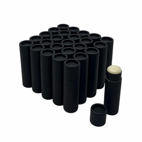 GreenWay 0.3oz / 8.5g Kraft Paperboard Lip Balm Tubes with Lids - 25 Pack Lip Gloss Tubes Refillable DIY Cosmetic Containers - Lip Balm Containers Chapstick Empty Holder - Black