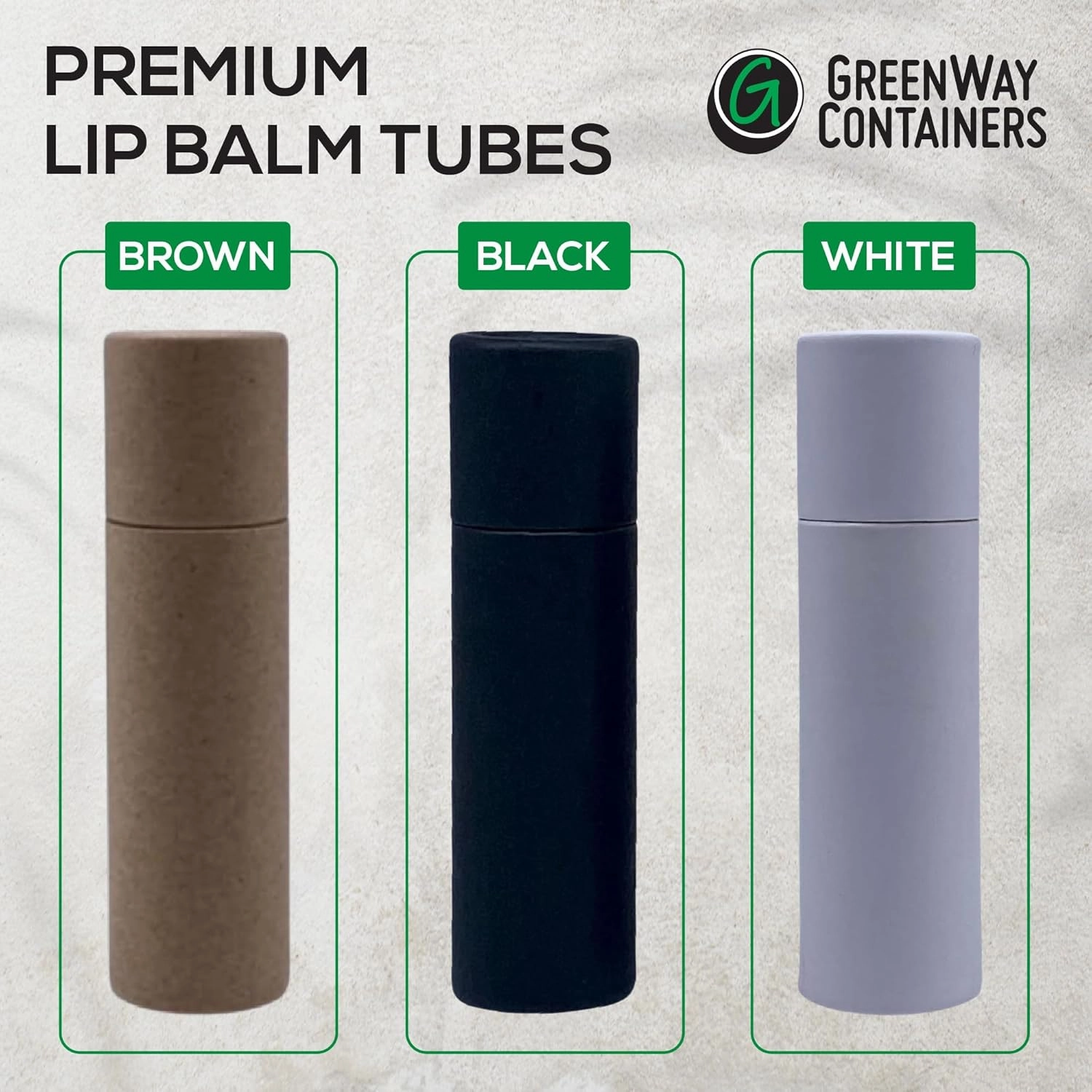 GreenWay 0.3oz / 8.5g Kraft Paperboard Lip Balm Tubes with Lids - 25 Pack Lip Gloss Tubes Refillable DIY Cosmetic Containers - Lip Balm Containers Chapstick Empty Holder - Black