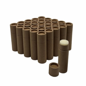GreenWay 0.3oz / 8.5g Kraft Paperboard Lip Balm Tubes with Lids - 25 Pack Lip Gloss Tubes Refillable DIY Cosmetic Containers - Lip Balm Containers Chapstick Empty Holder - Brown