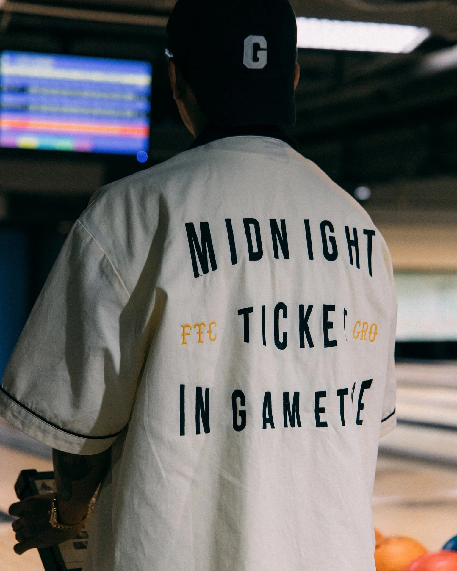 GROCERY X FOOTLOOSE TYCOON GAMETIME BOWLING SHIRT/ CREAM WHITE