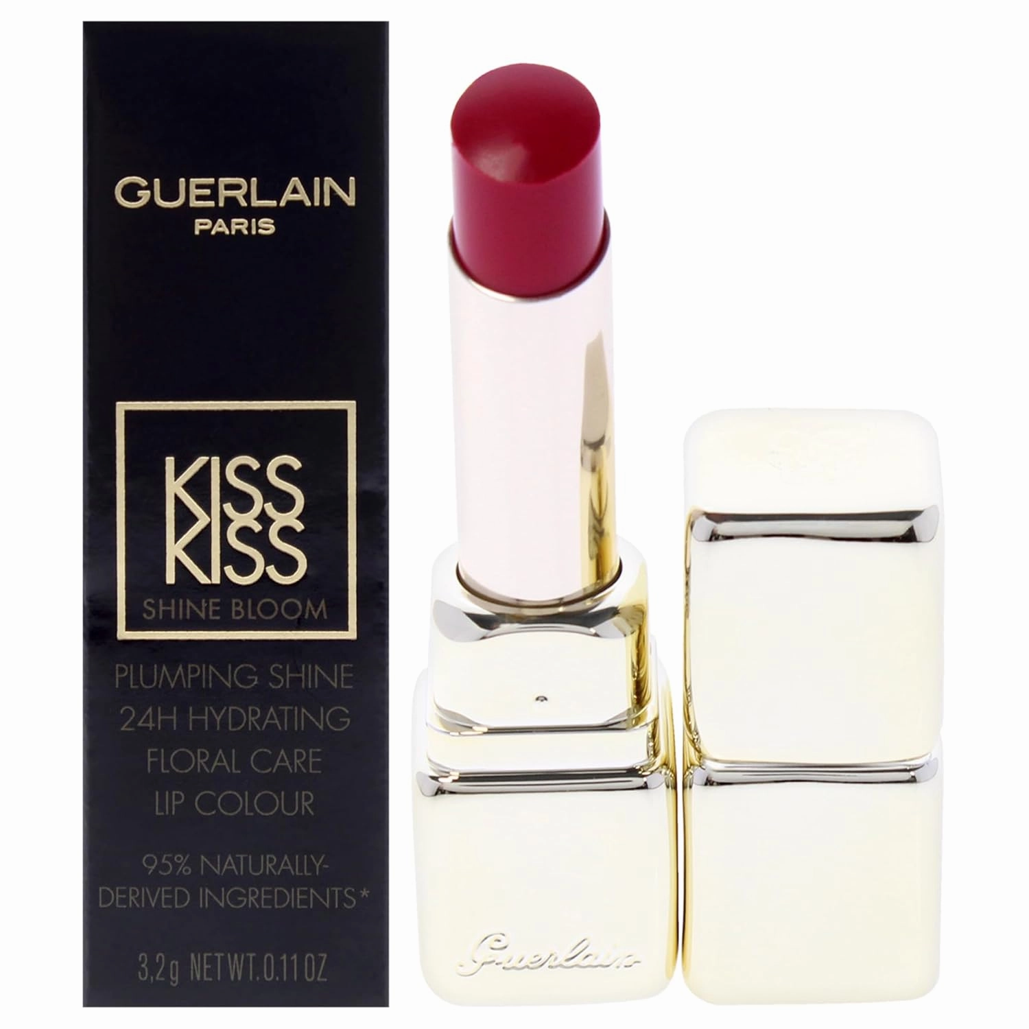 Guerlain Kiss Kiss Shine Bloom Lipstick - 409 Fuchsia Flush for Women - 0.11 oz Lipstick
