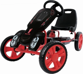 Hauck Speedster Pedal Go Kart with Adjustable Bucket Seat for Kids Ages 4 to 8, Black/Red