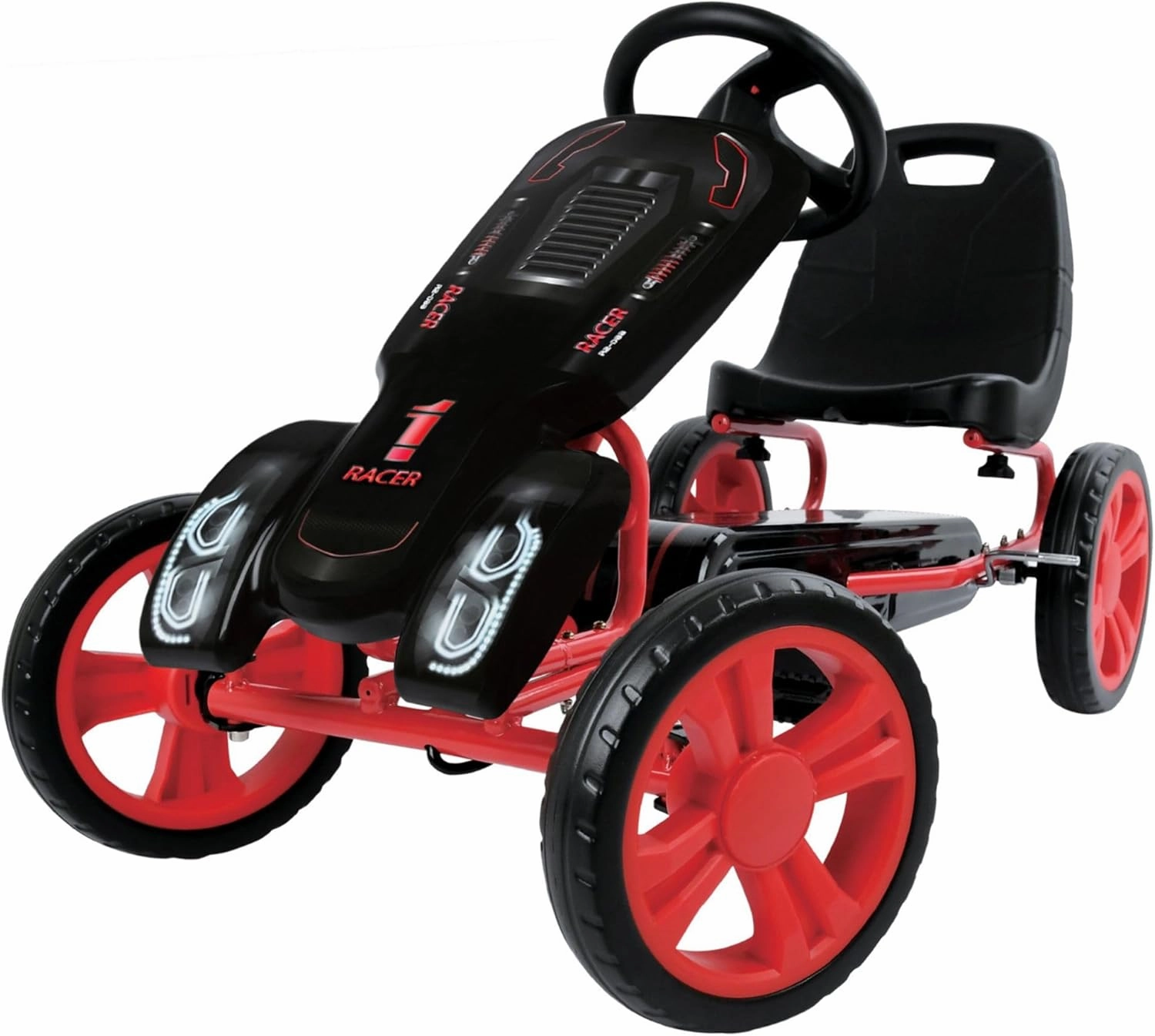 Hauck Speedster Pedal Go Kart with Adjustable Bucket Seat for Kids Ages 4 to 8, Black/Red