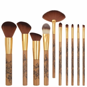 HBJWOV Makeup brush set, 10 pieces, full set, color brush printing, super soft makeup tool, powder brush