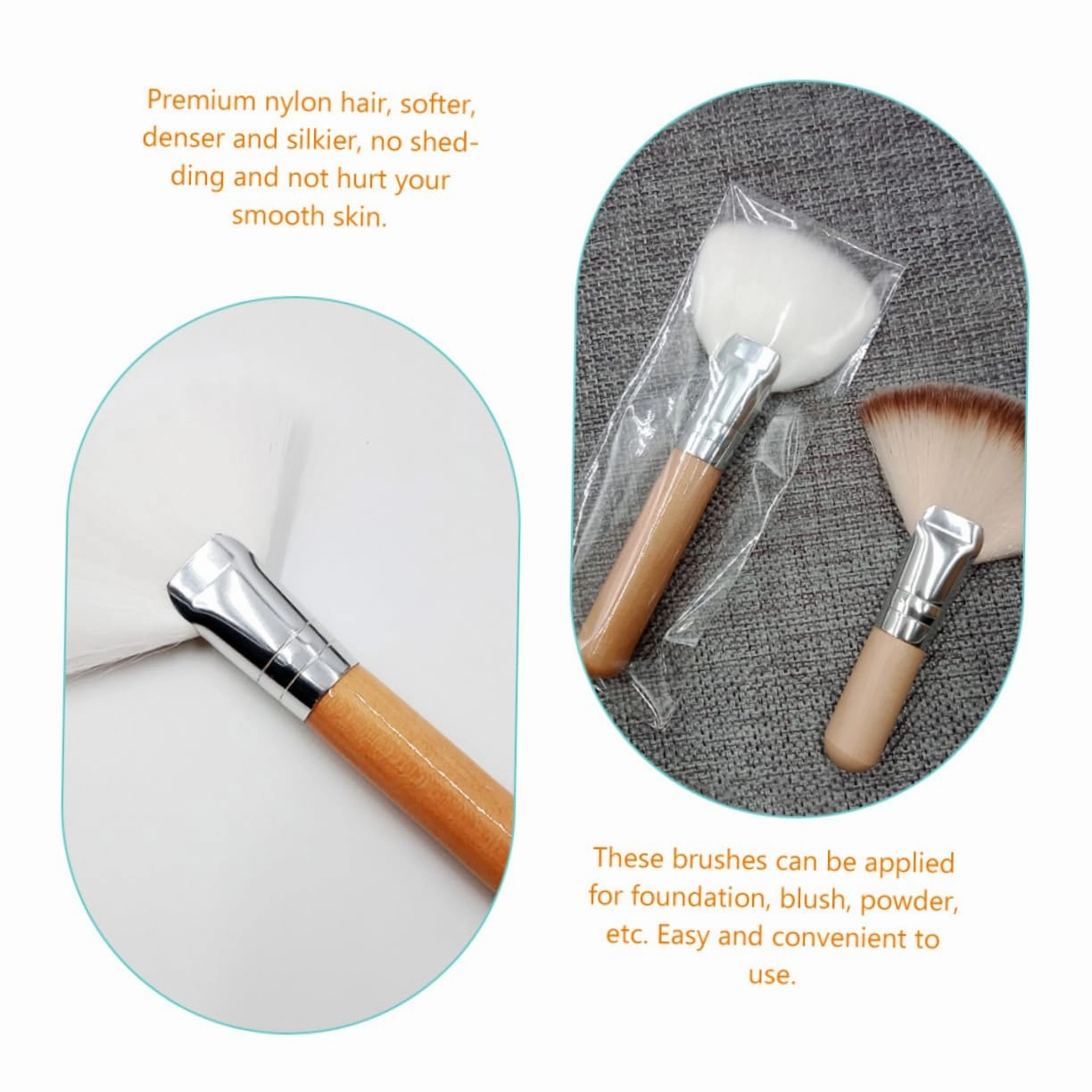 Hemoton 4sets Long Handle Highlighter Makeup Brush Fluffy Soft Brush for 4pcs*4