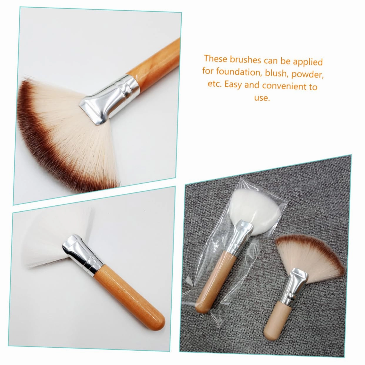 Hemoton 4sets Long Handle Highlighter Makeup Brush Fluffy Soft Brush for 4pcs*4