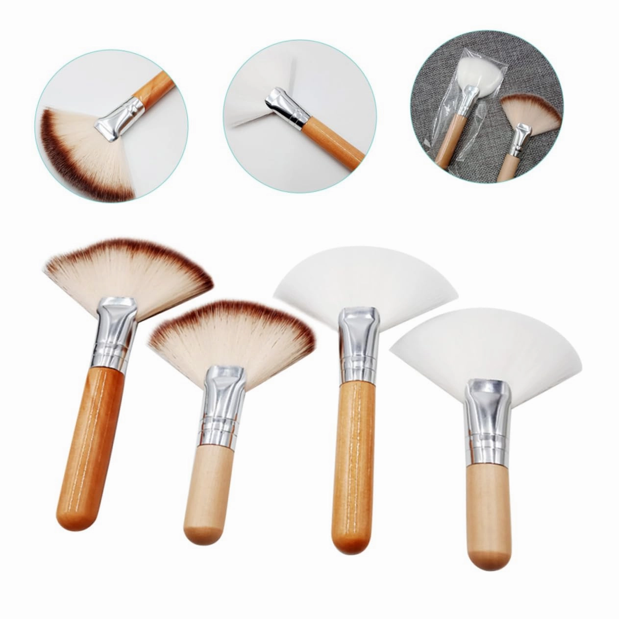 Hemoton 4sets Long Handle Highlighter Makeup Brush Fluffy Soft Brush for 4pcs*4