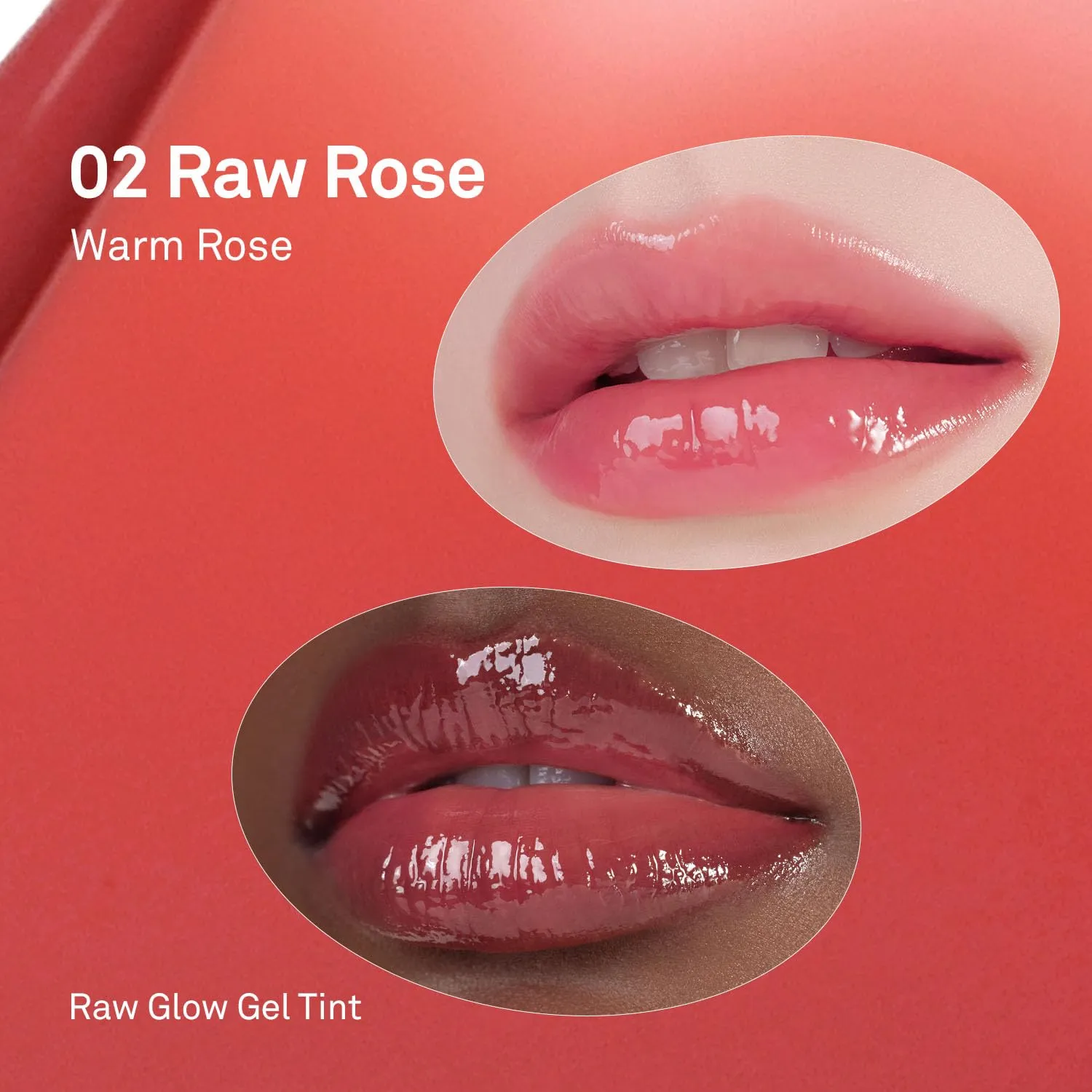 HINCE Raw Glow Gel Tint - Glossy Dewy Lip Tint, Non-Sticky & Long Wearing Lip Gloss for Natural Glass Glow, Moisturizing Liquid Lipstick, Vegan, 0.13 fl.oz. (RAW ROSE, 02)