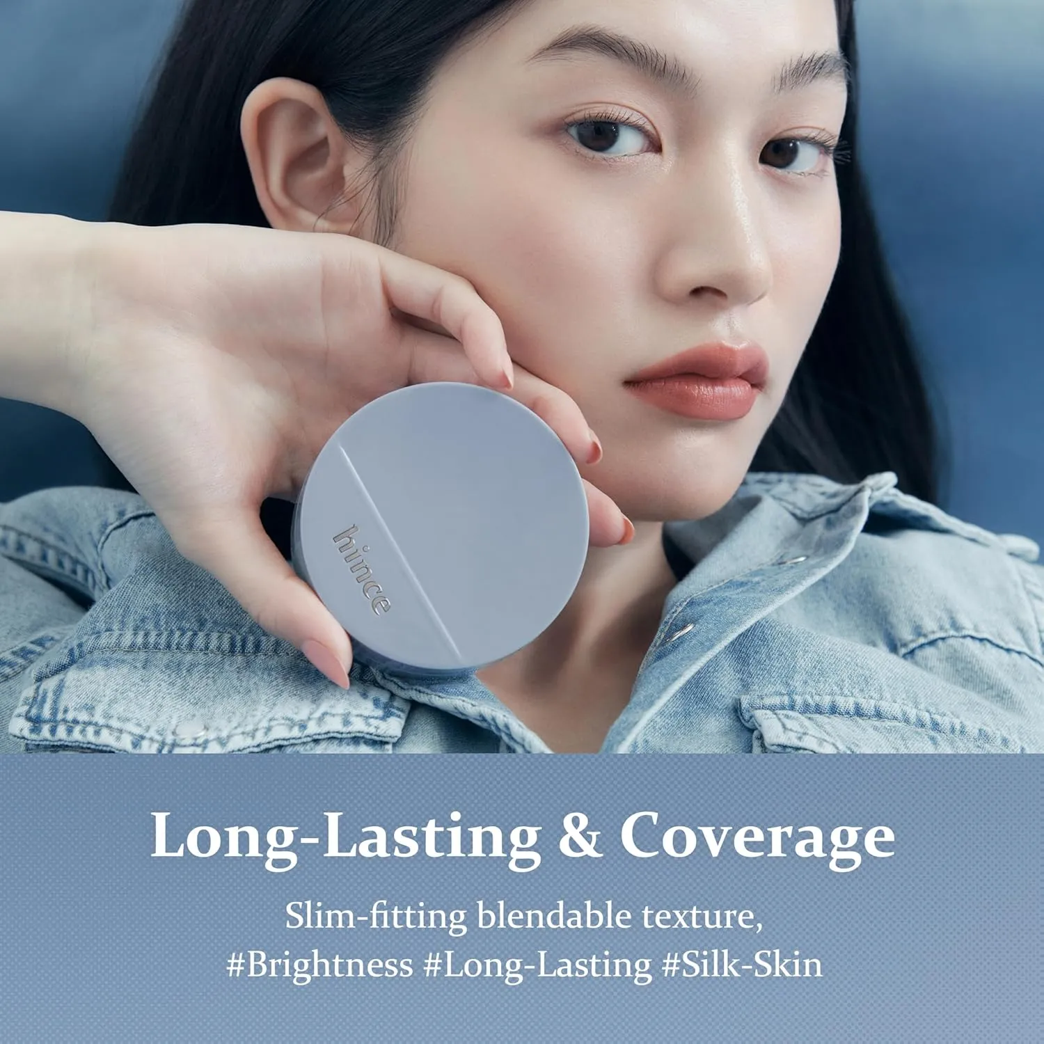 hince Second Skin Mesh Matte Cushion - 12g, Natural Coverage, Semi Matte Finish, Flawless Coverage, 24hr Long Lasting, Korean Cushion Foundation, Blue Cushion (IVORY, 21)
