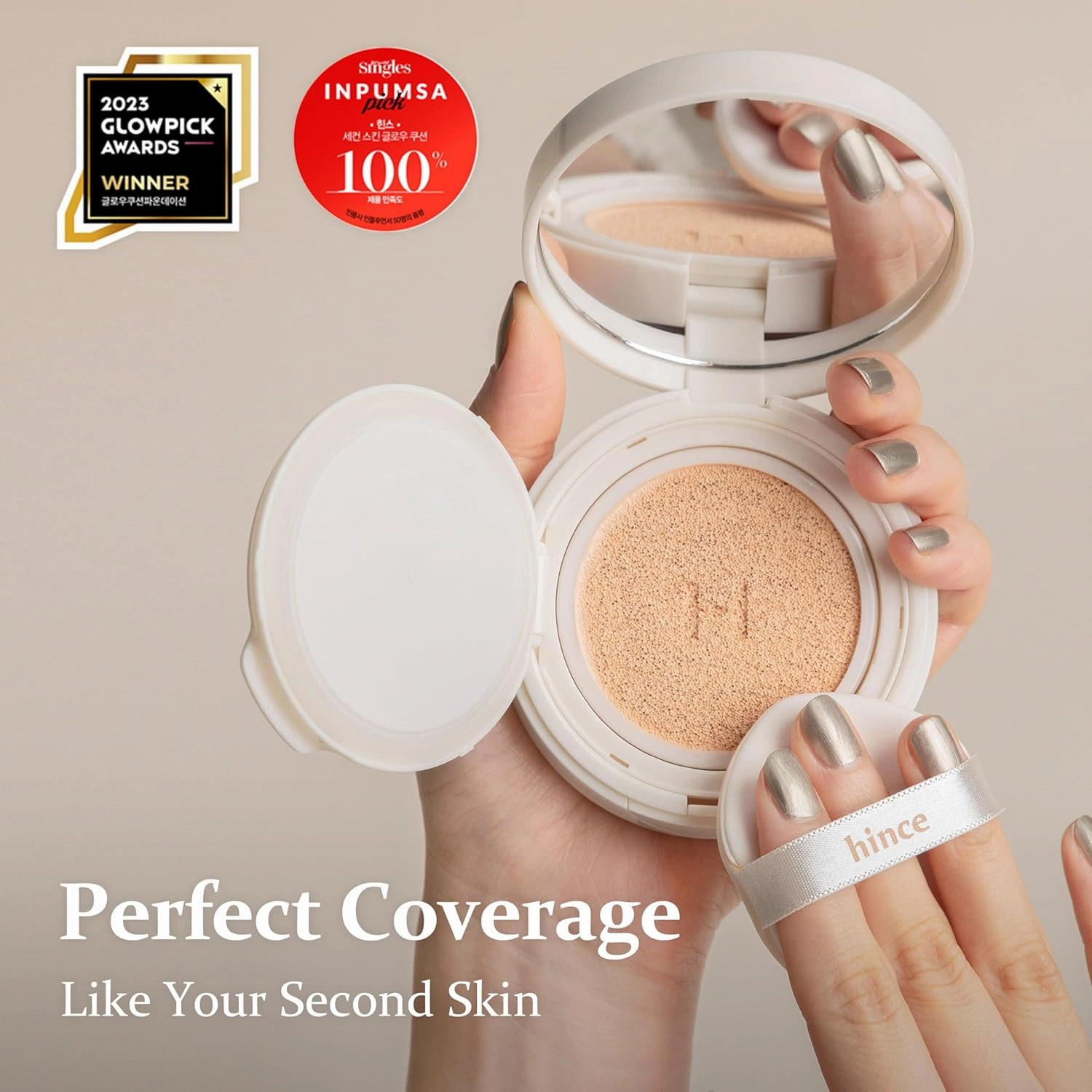 hince Second Skin Glow Cushion-12g | Skin Foundation dewy, glow, long-lasting, classy, clean beauty, lightweight, natural look,refreshing, moisturizing, slim fitting texture (IVORY, 21)