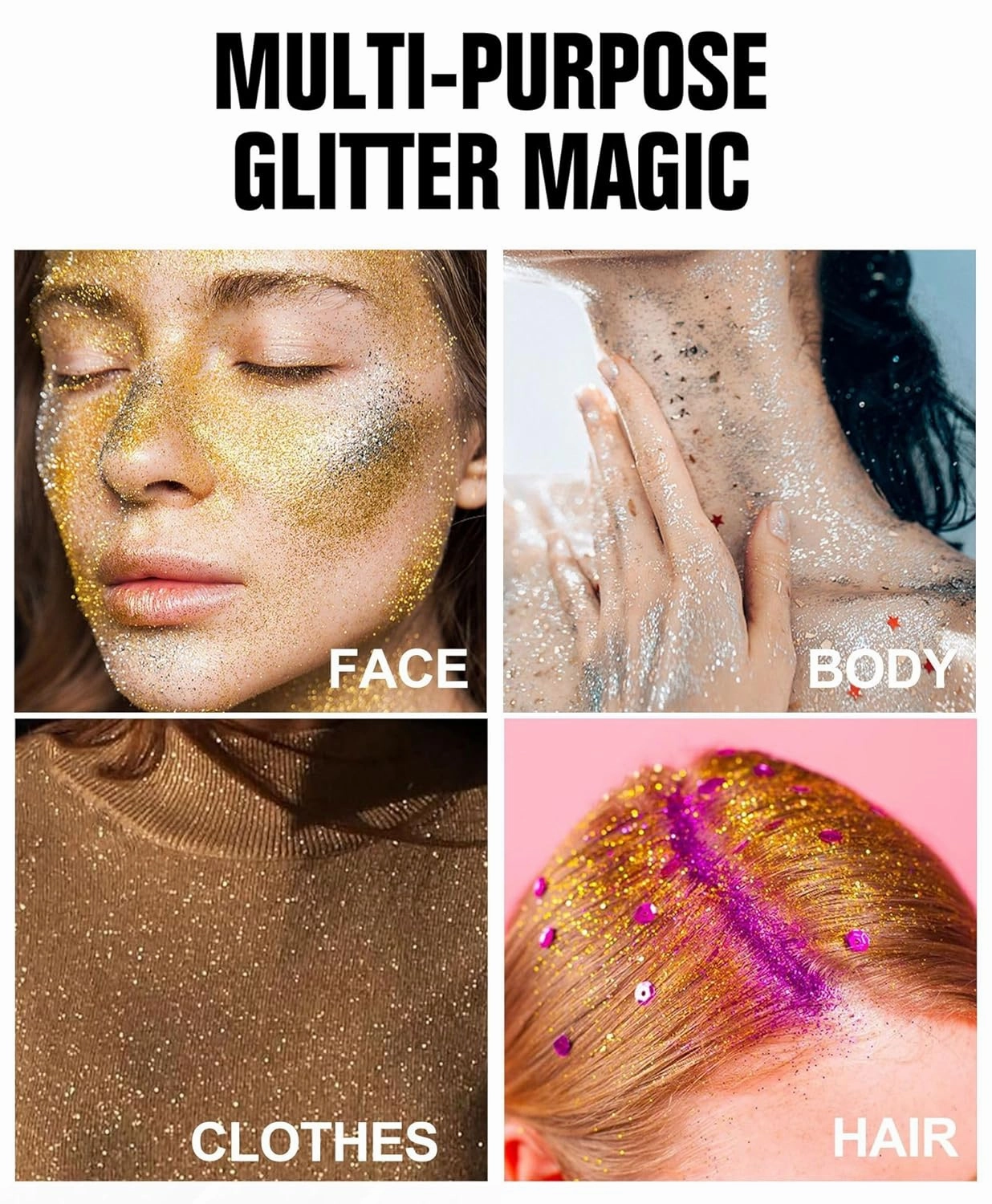 Holographic Body Spray – Party Glow, Transfer-Resistant, Vegan Formula - Body Highlighter Mist with Refillable Airless Bottle (#01 MOONSTONE)